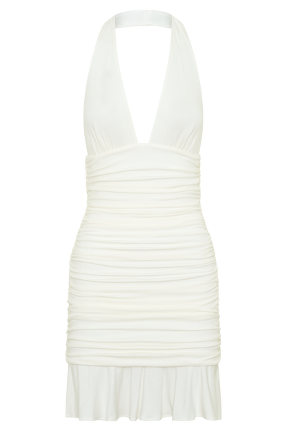 Peregrine Modal Halter Mini Kleid - Elfenbein