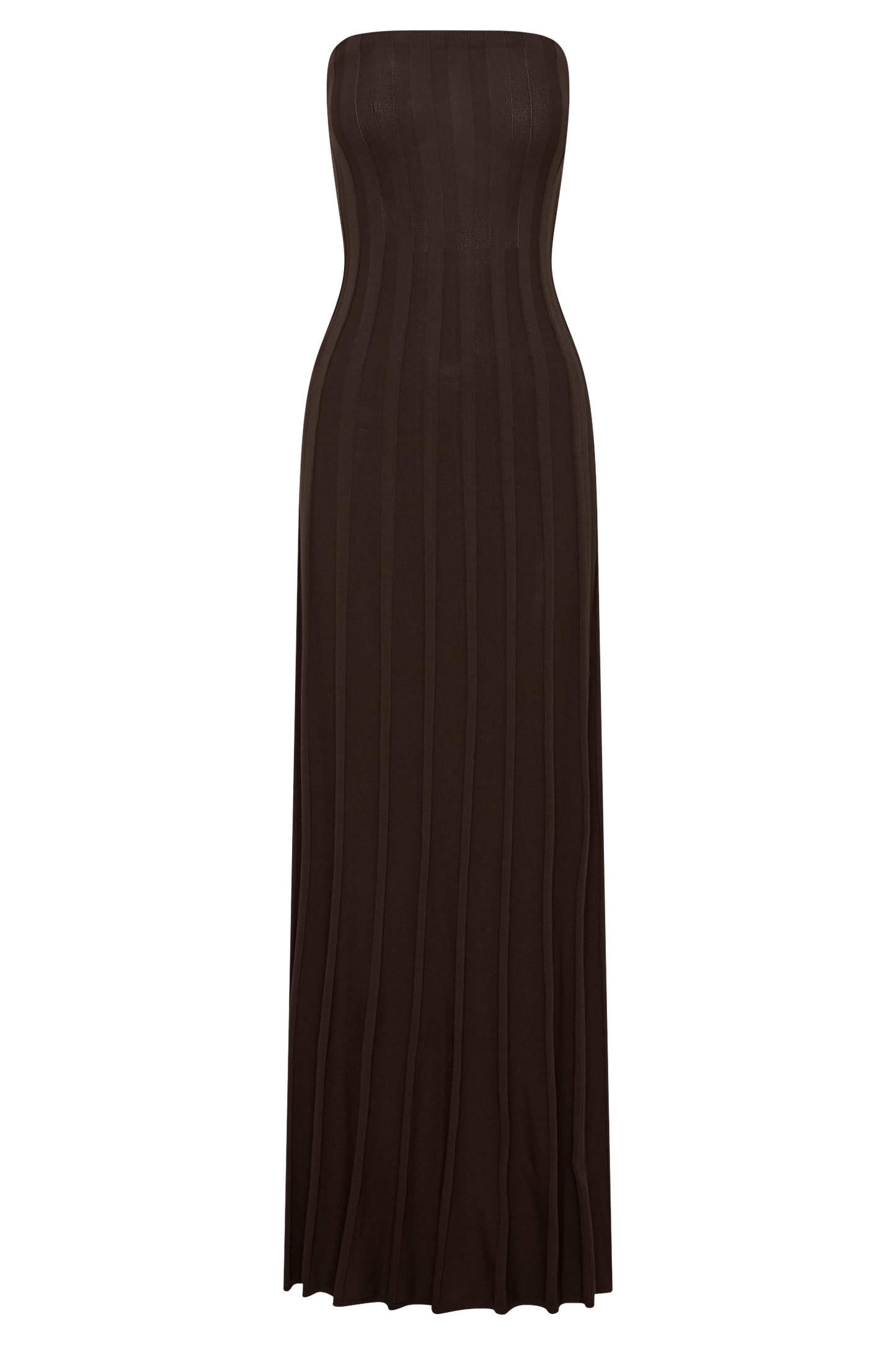 Pia Rippstrick Strapless Maxikleid - Schokolade