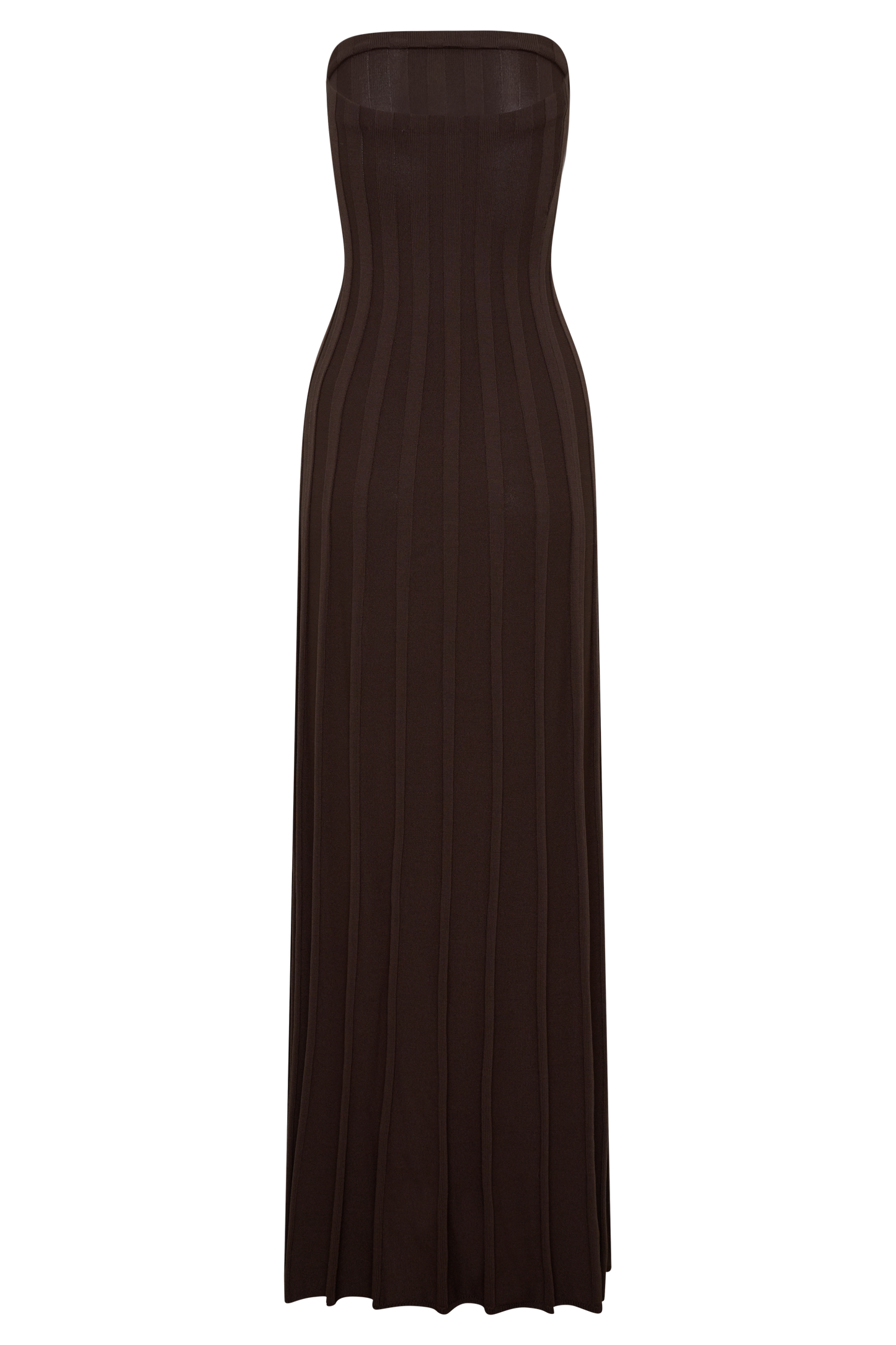 Pia Rippstrick Strapless Maxikleid - Schokolade