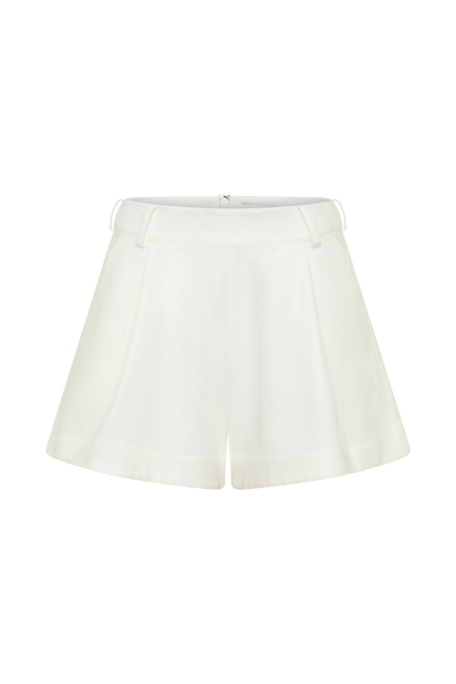 Piper Leinen Flare Shorts - Weiß