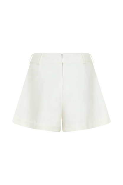 Piper Leinen Flare Shorts - Weiß