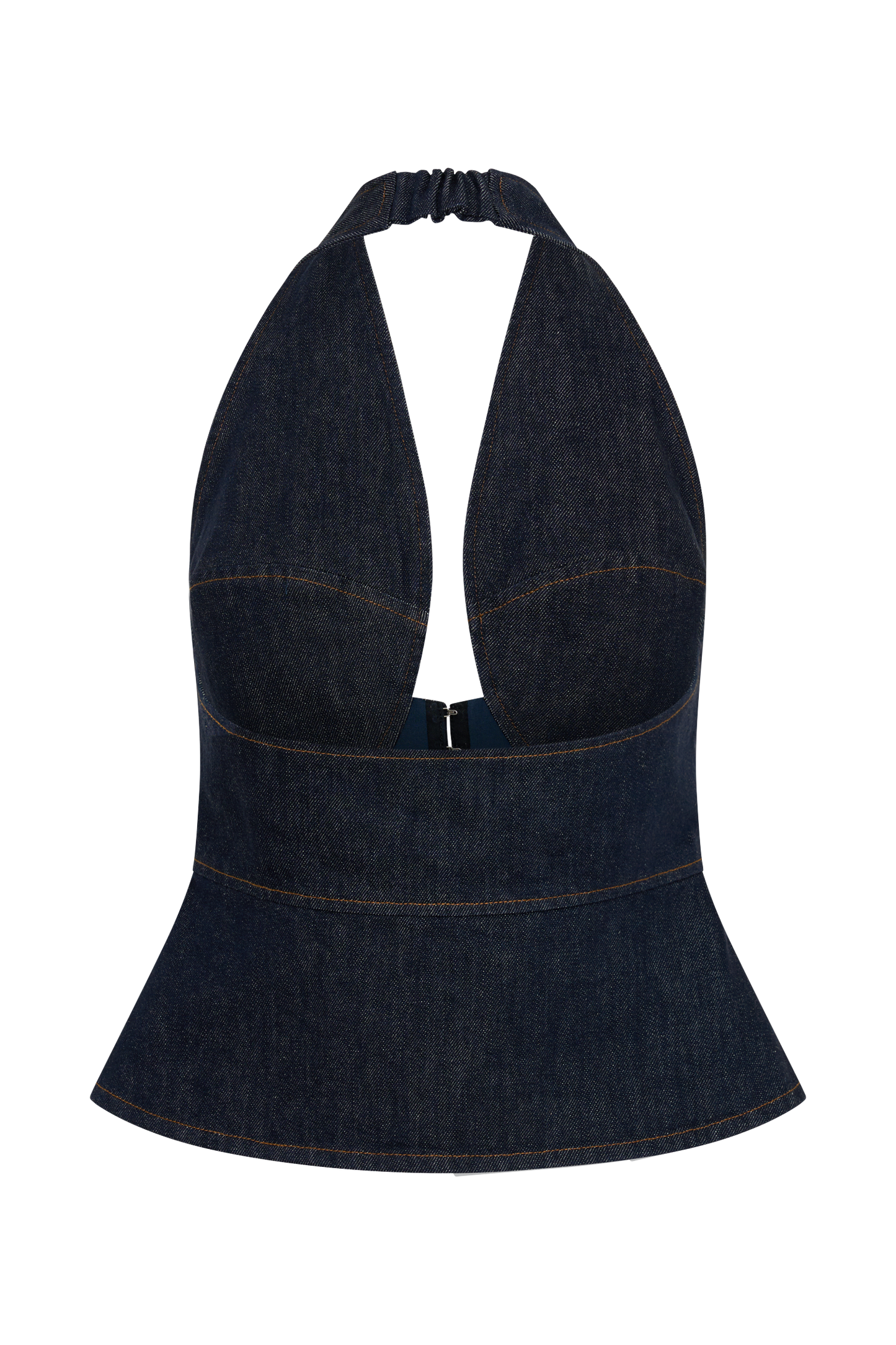 Rema Halter Longline Denim Top - Gewaschenes Indigo Blau