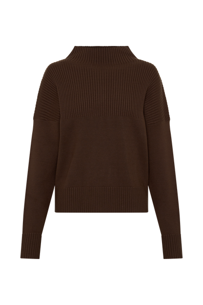 Stanley Rippstrick Hoher Kragen Pullover - Schokolade