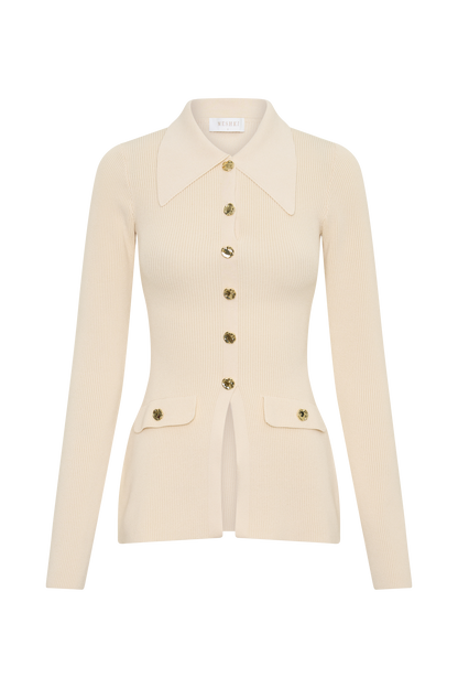 Suzie Ripp Longsleeve Longline Top - Elfenbein