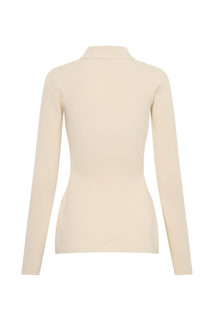 Suzie Ripp Longsleeve Longline Top - Elfenbein