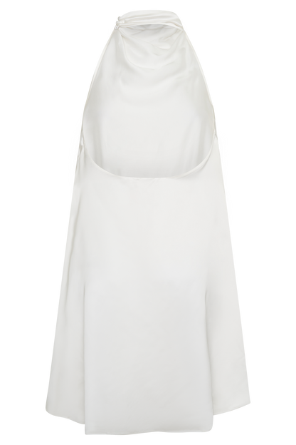 Sydney Asymmetrisches Satin-Halter-Mini-Kleid - Elfenbein