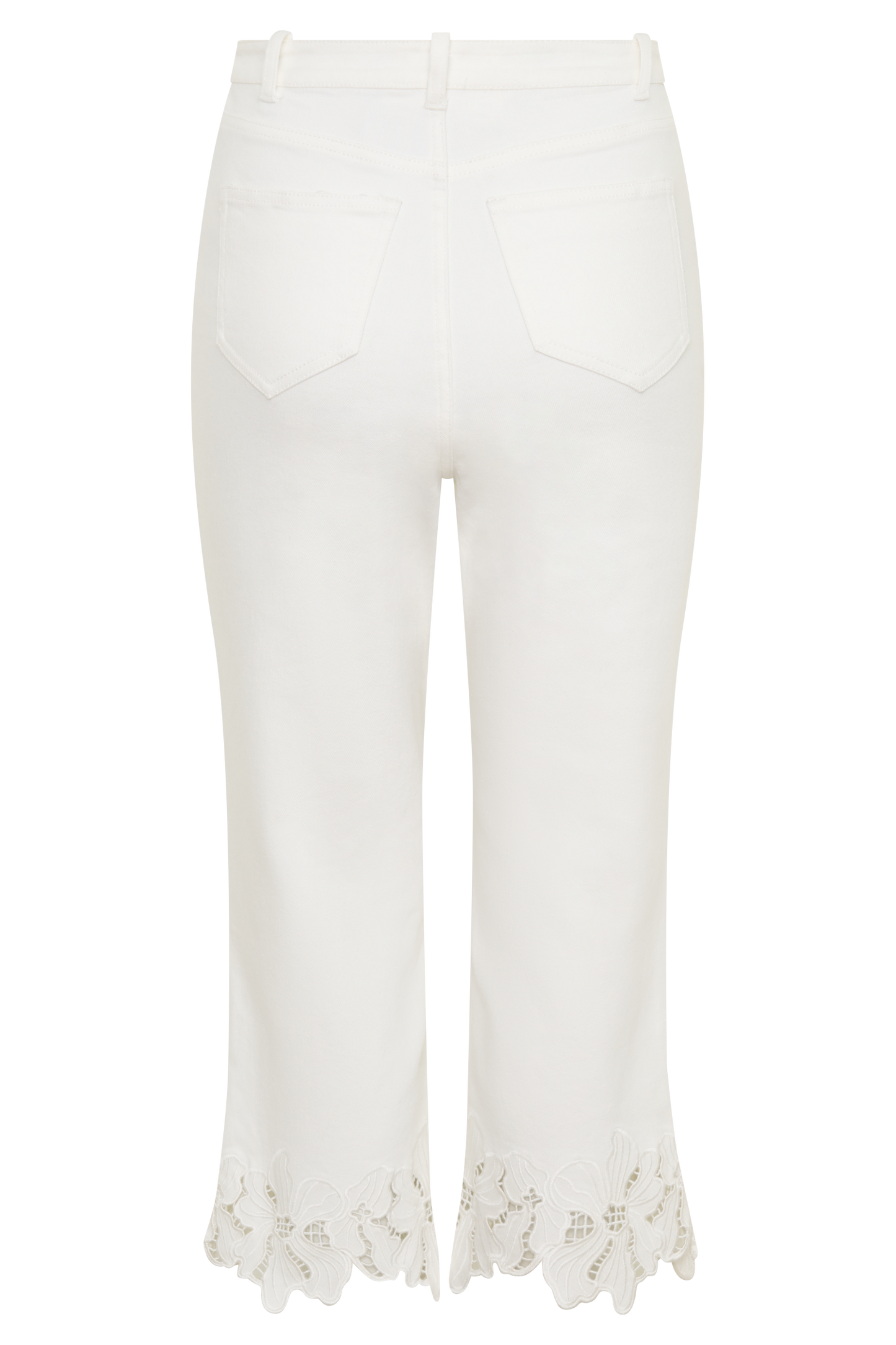 Tillie Blumenstickerei Denim Caprihosen - Weiß