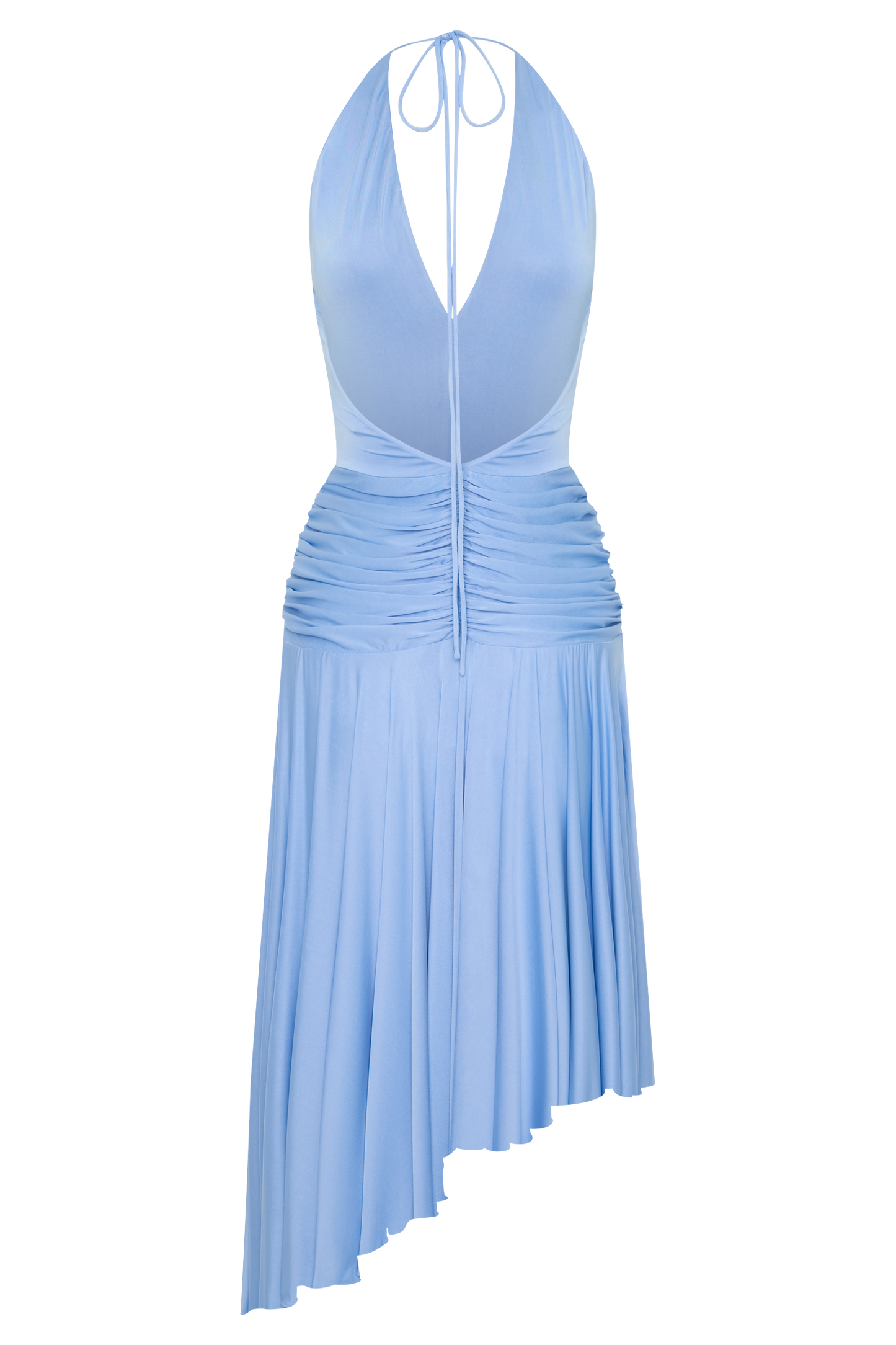 Zelda Asymmetrisches Slinky Midi Kleid - Kornblumenblau