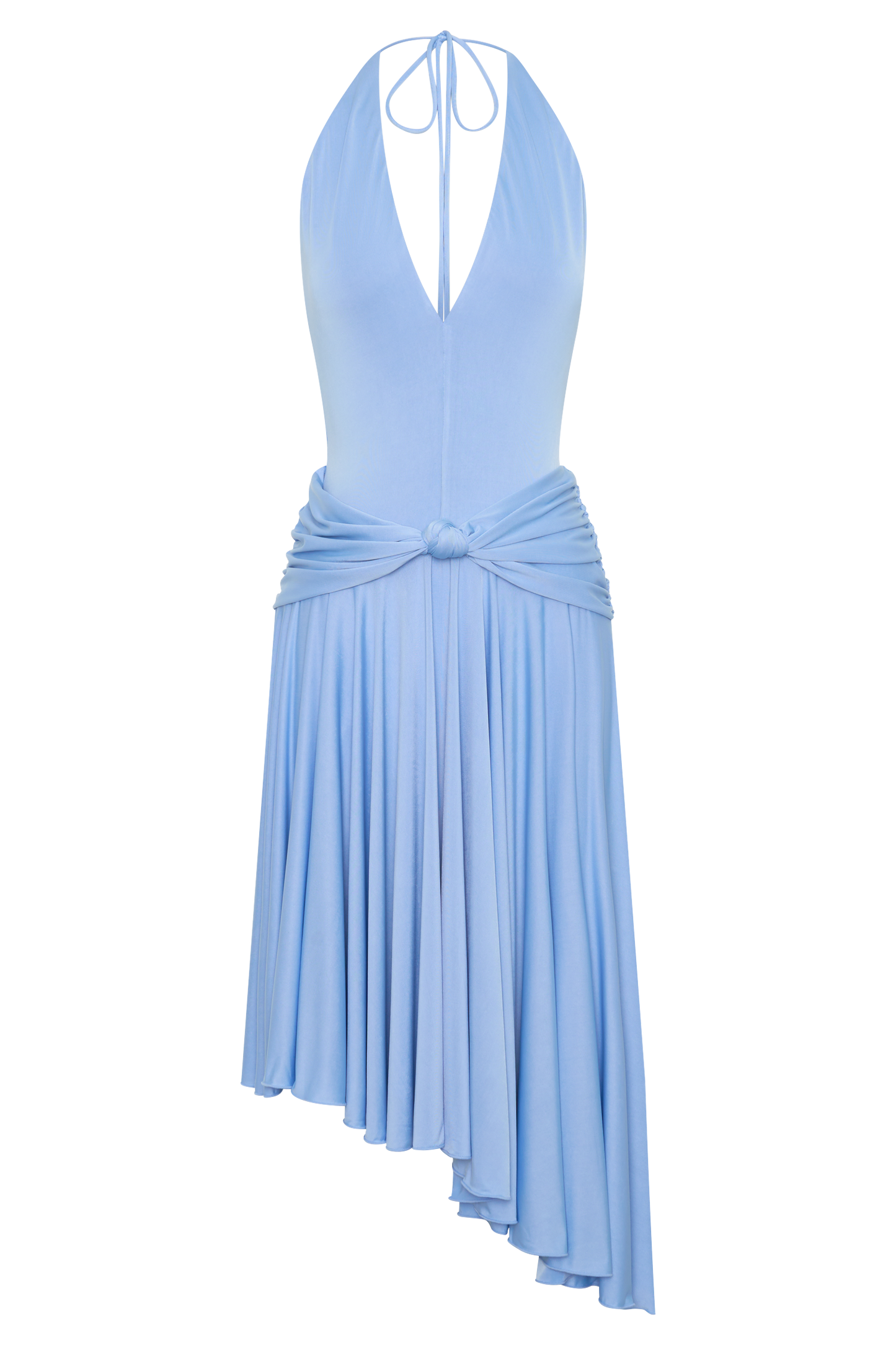 Zelda Asymmetrisches Slinky Midi Kleid - Kornblumenblau