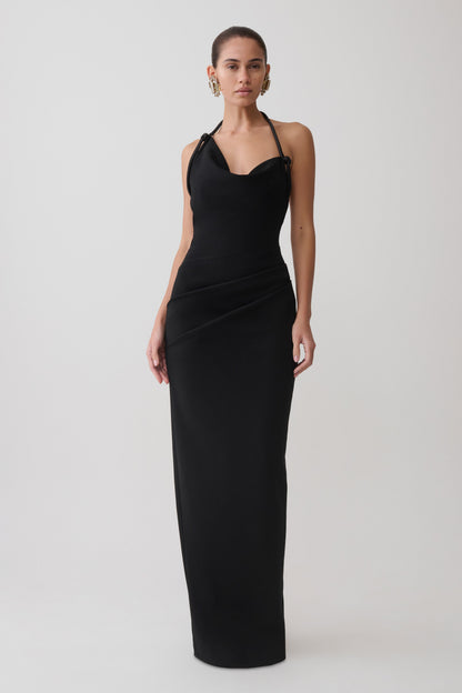 Gracie Halter Maxi Kleid - Schwarz