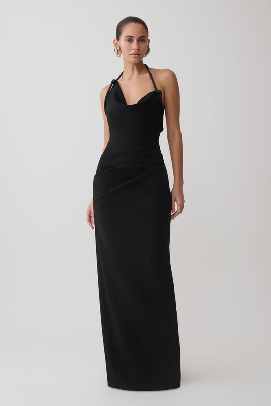 Gracie Halter Maxi Kleid - Schwarz