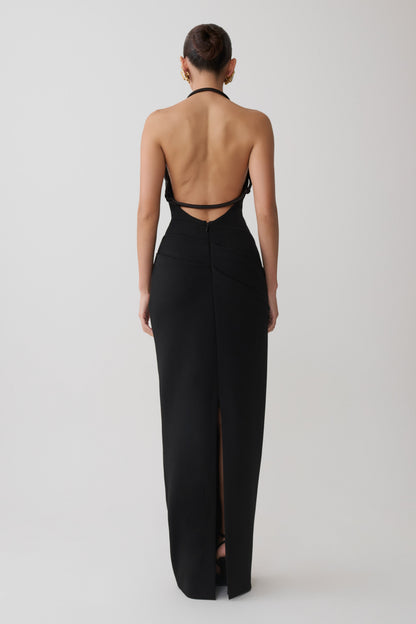 Gracie Halter Maxi Kleid - Schwarz