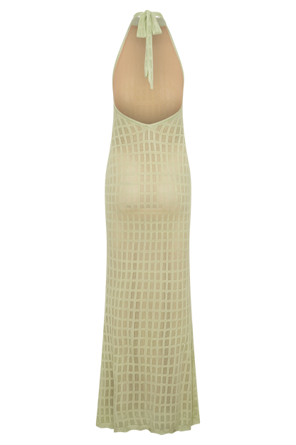 Hayley Halter Strick Maxi Kleid - Meeresgrün