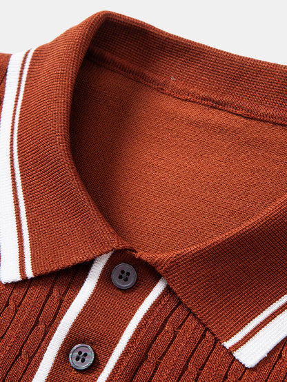 Kontrastbesatz Gedrehtes Jacquard Strick Polo & Slim Fit Tapered Hose