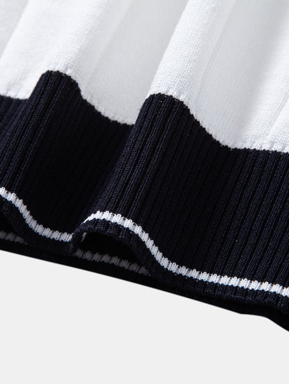 Kontrastbesatz Ribbed Johnny Kragen Strick Polo & Slim Fit Tapered Hose