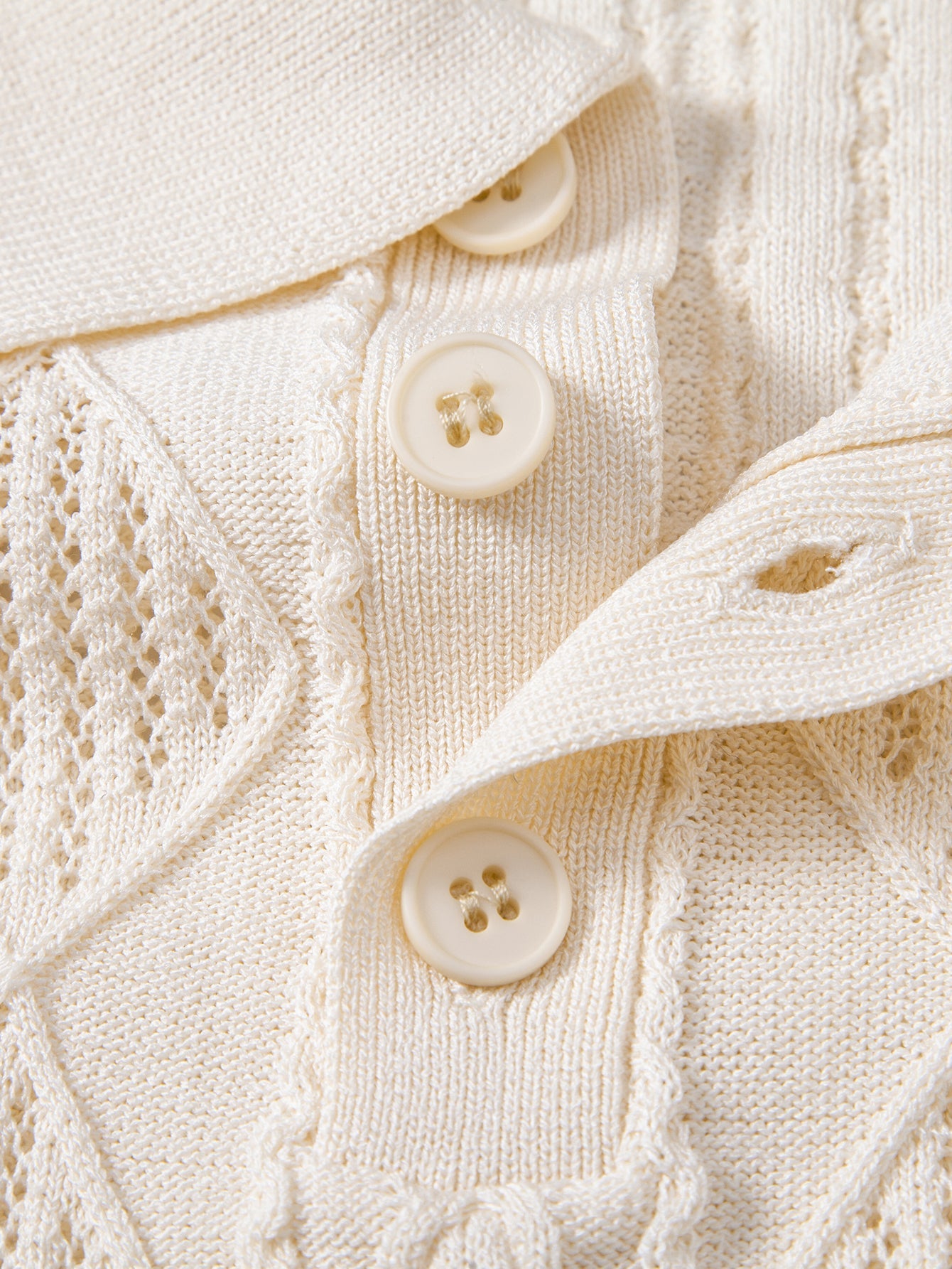 Geometrisches Jacquard Offenes Strick Polo & Gerade Beinform Leinenhose