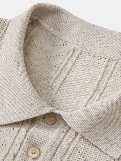 Leinenstrukturiertes Strickpolo & gerade geschnittene Leinenhose