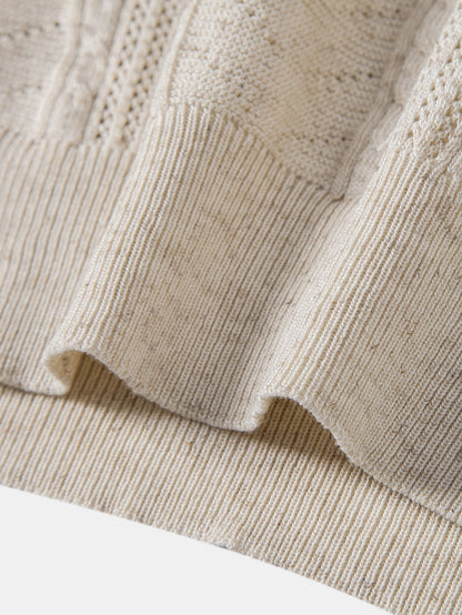 Leinenstrukturiertes Strickpolo & gerade geschnittene Leinenhose