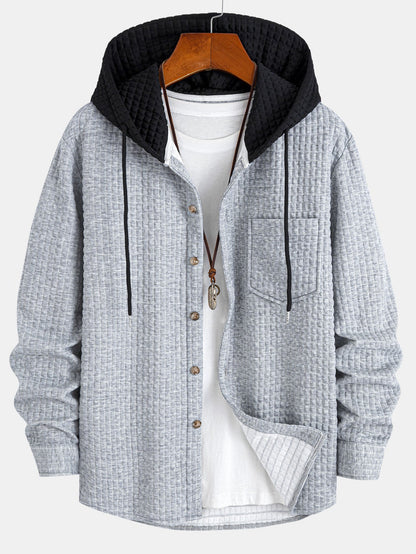 Kontrast Waffel Kapuzenhemd & Kordelzug Waffel Jogger-Hosen