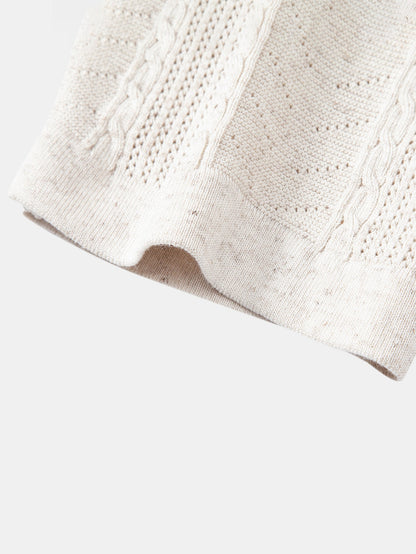 Leinenstrukturiertes Strickhemd & Gerade geschnittene Leinenhose