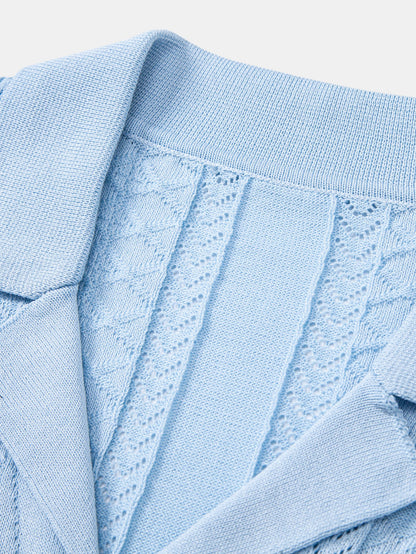 Texturiertes Jacquard-Offene Strickshirt & Crinkle-texturierte Gerade Hosen