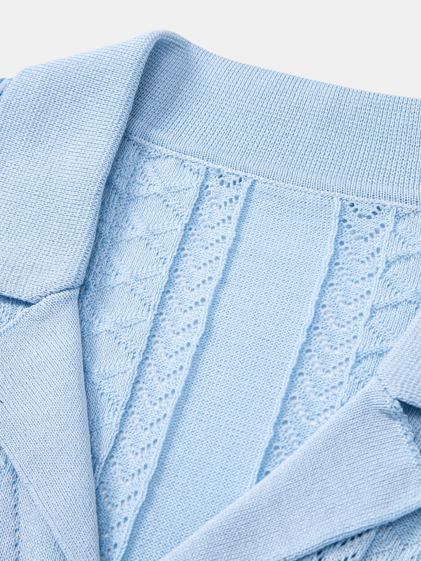 Texturiertes Jacquard Offenes Strickhemd & Gerade Beinform Leinenhose