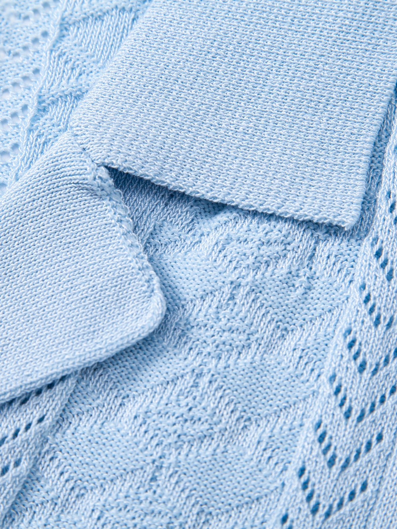 Texturiertes Jacquard Offenes Strickhemd & Gerade Beinform Leinenhose