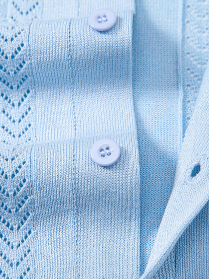 Texturiertes Jacquard-Offene Strickshirt & Crinkle-texturierte Gerade Hosen