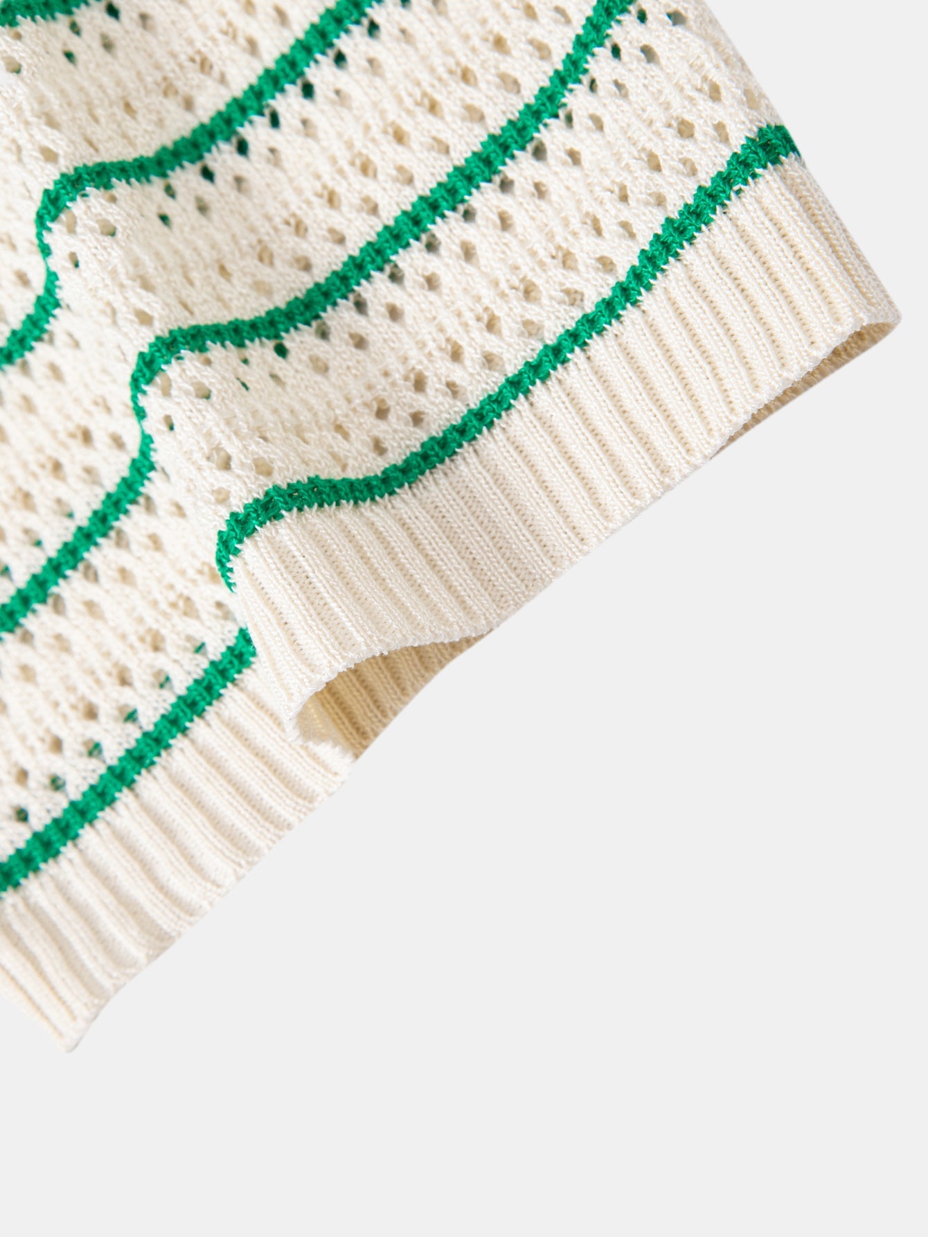 Gestreiftes Offenes Strickshirt & Gerade Bein Leinenhose