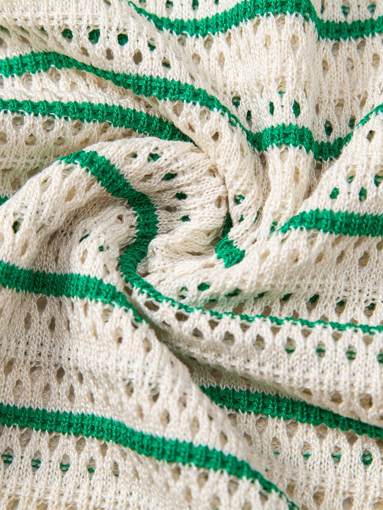 Gestreiftes Offenes Strickshirt & Crinkle Texturiertes Drawstring 5" Shorts