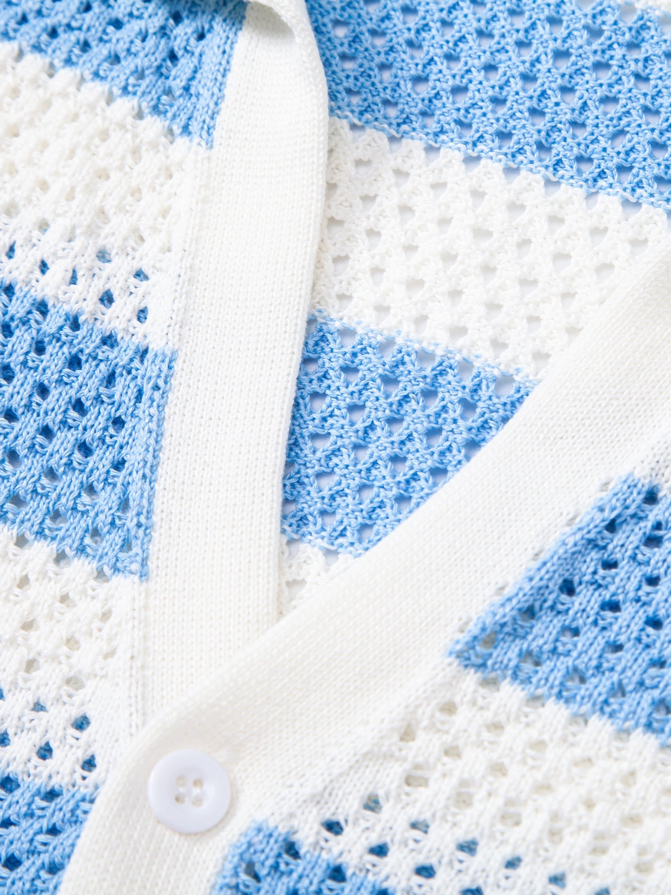Streifen V-Ausschnitt Offenes Strickshirt & Crinkle Texturierte Gerade Hosen