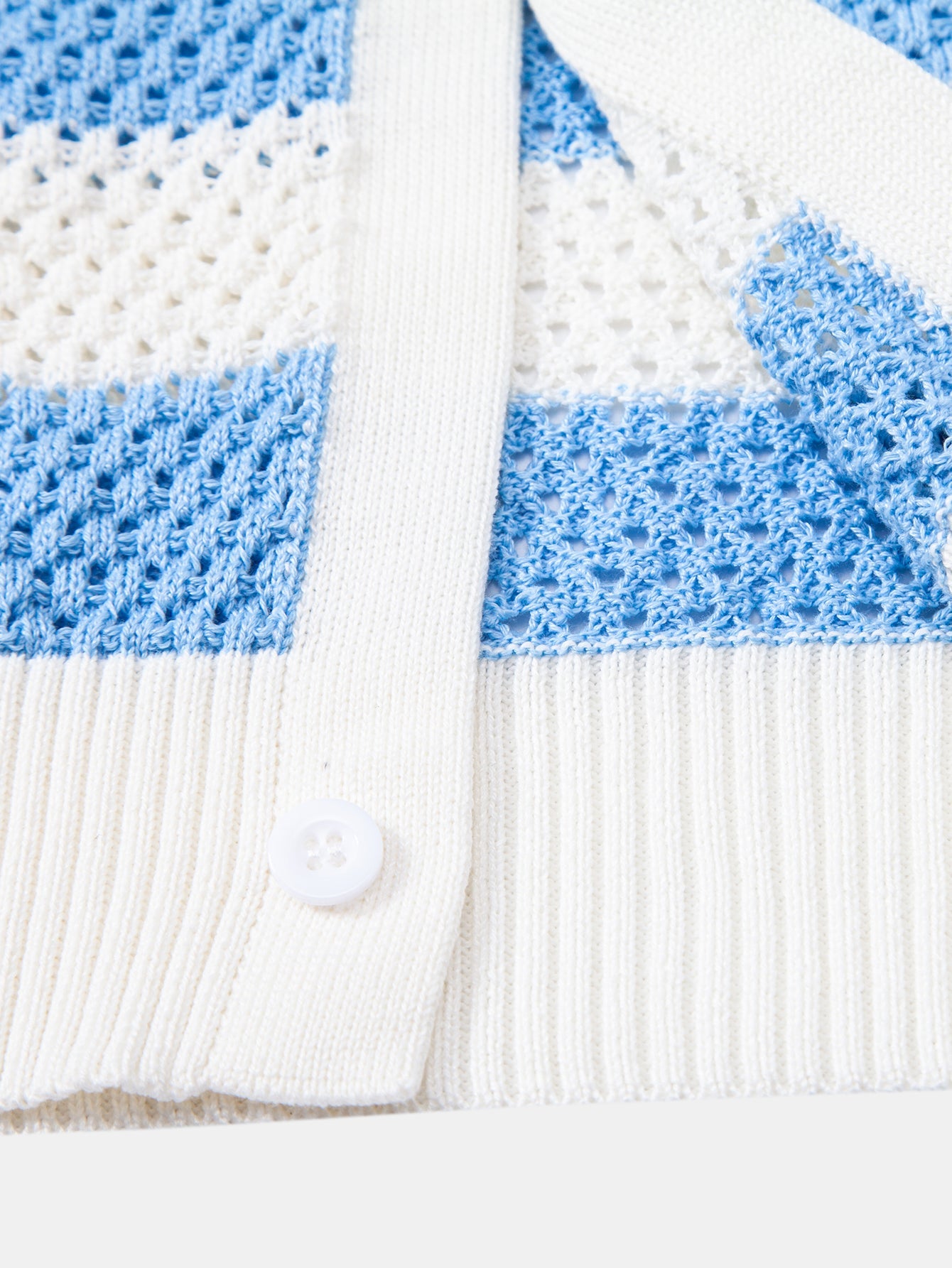 Streifen V-Ausschnitt Offenes Strickshirt & Crinkle Texturierte Gerade Hosen