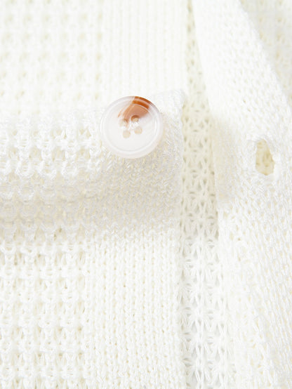 Gestreiftes Button-Up Strickhemd & Gerade Bein Leinenhose