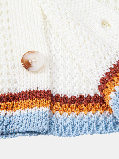 Gestreiftes Button-Up Strickhemd & Gerade Bein Leinenhose