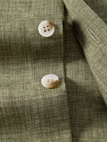 Leinenlook Button-Up Hemd & Crinkle Texturierte Gerade Beinform Hose