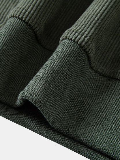Quarter Zip Corduroy Raglan Ärmel Sweatshirt & Gerade Bein Corduroy Hose