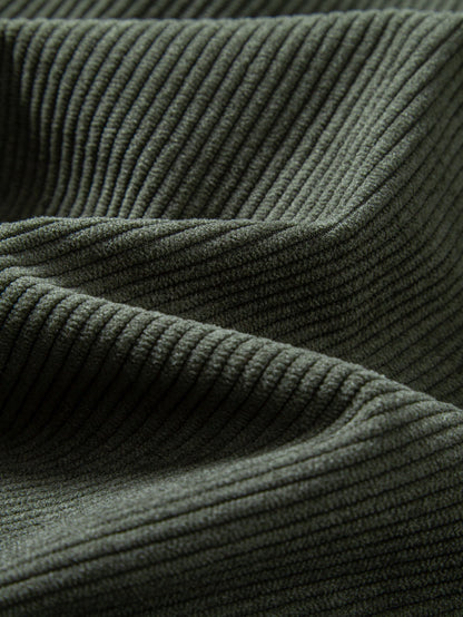 Quarter Zip Corduroy Raglan Ärmel Sweatshirt & Gerade Bein Corduroy Hose