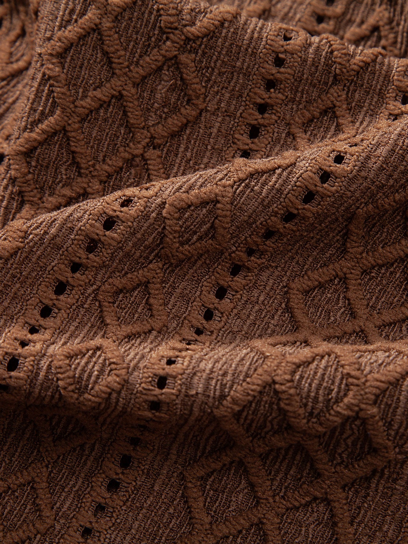 Geometrisches Rhombus-Jacquard Hemd mit Knopfleiste & Crinkle-texturierten 5" Shorts
