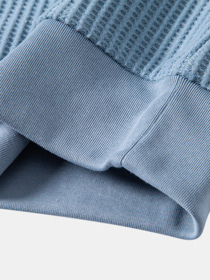 Waffel Johnny Kragen Polo mit Tasche & Kordelzug gestrickte Waffel Shorts