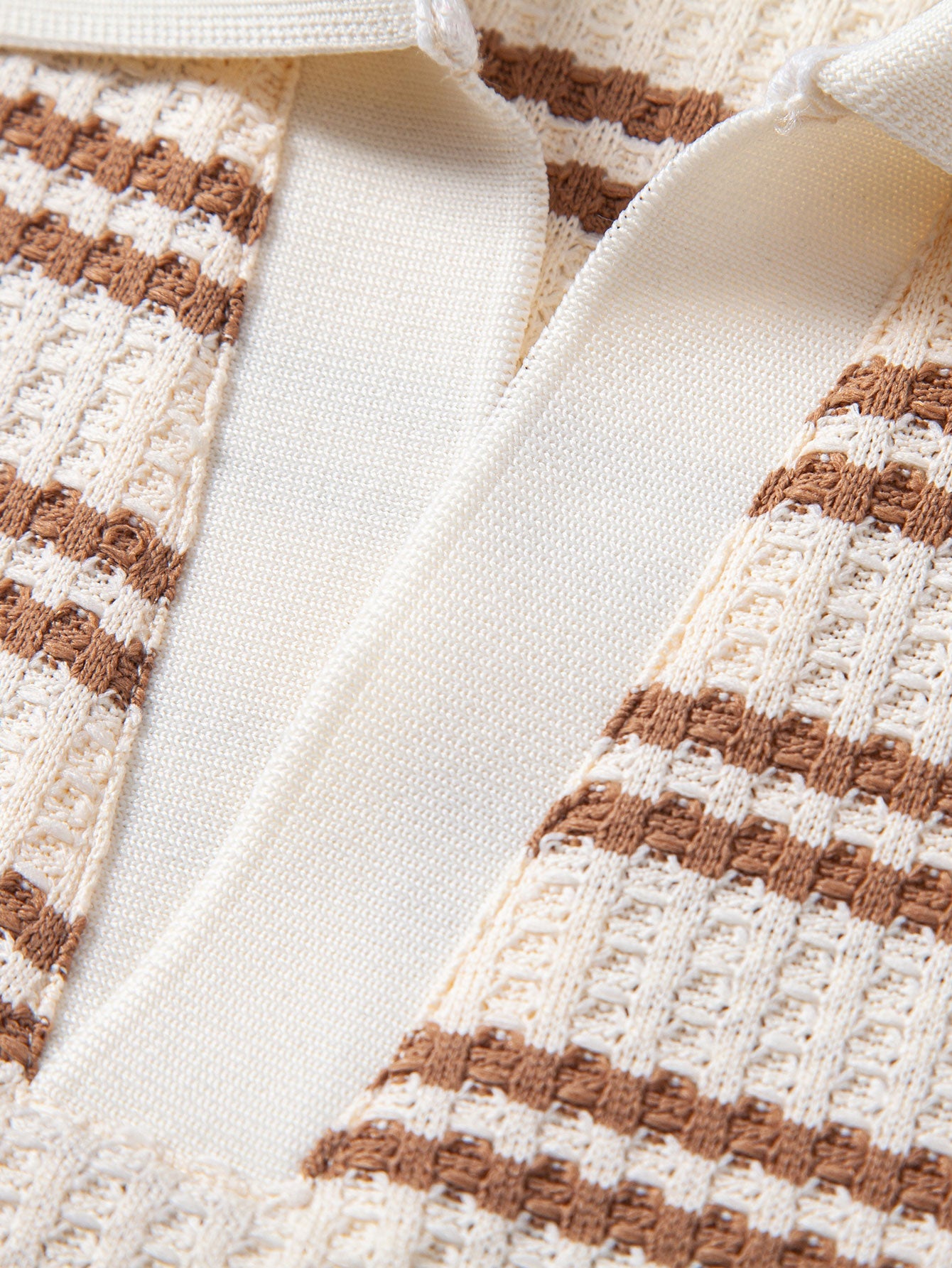 Stripe Waffle Johnny Kragen Polo & Gerade Beinform Leinenhose