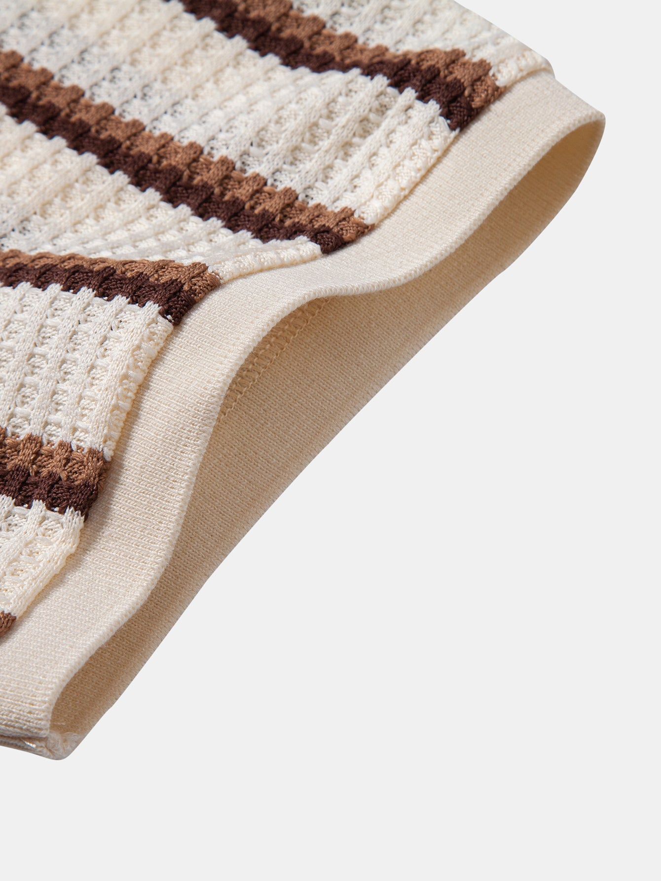 Waffle Stripe Johnny-Kragen Polo & Gerade Bein Leinenhose
