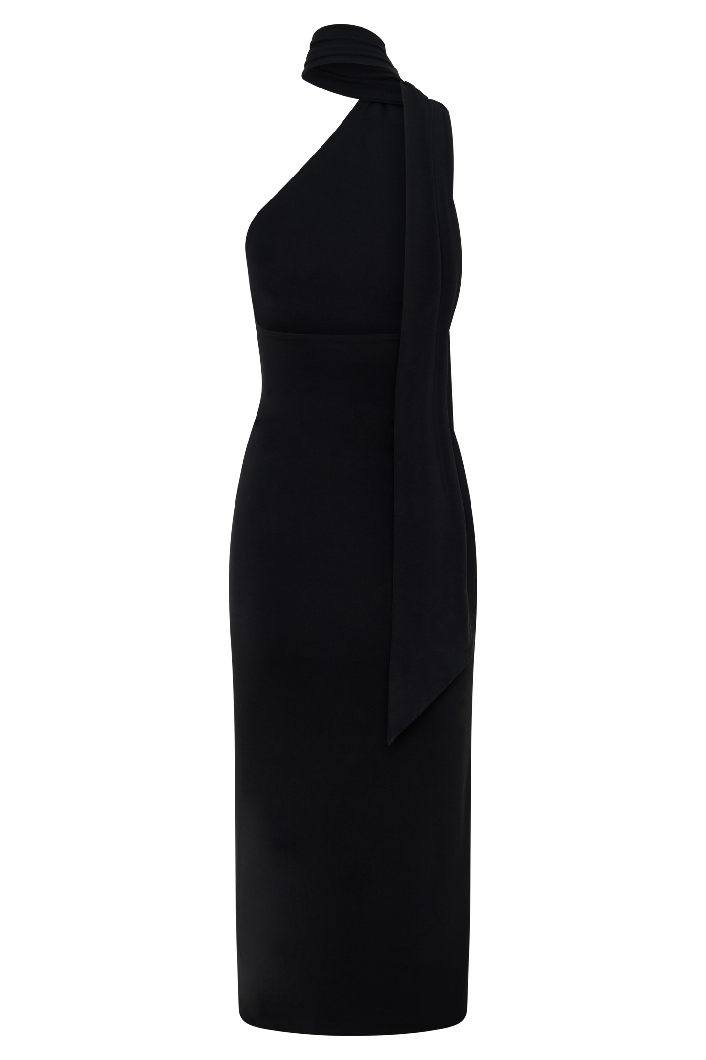 Jemma Ein-Schulter-Bindung Midi Kleid - Schwarz