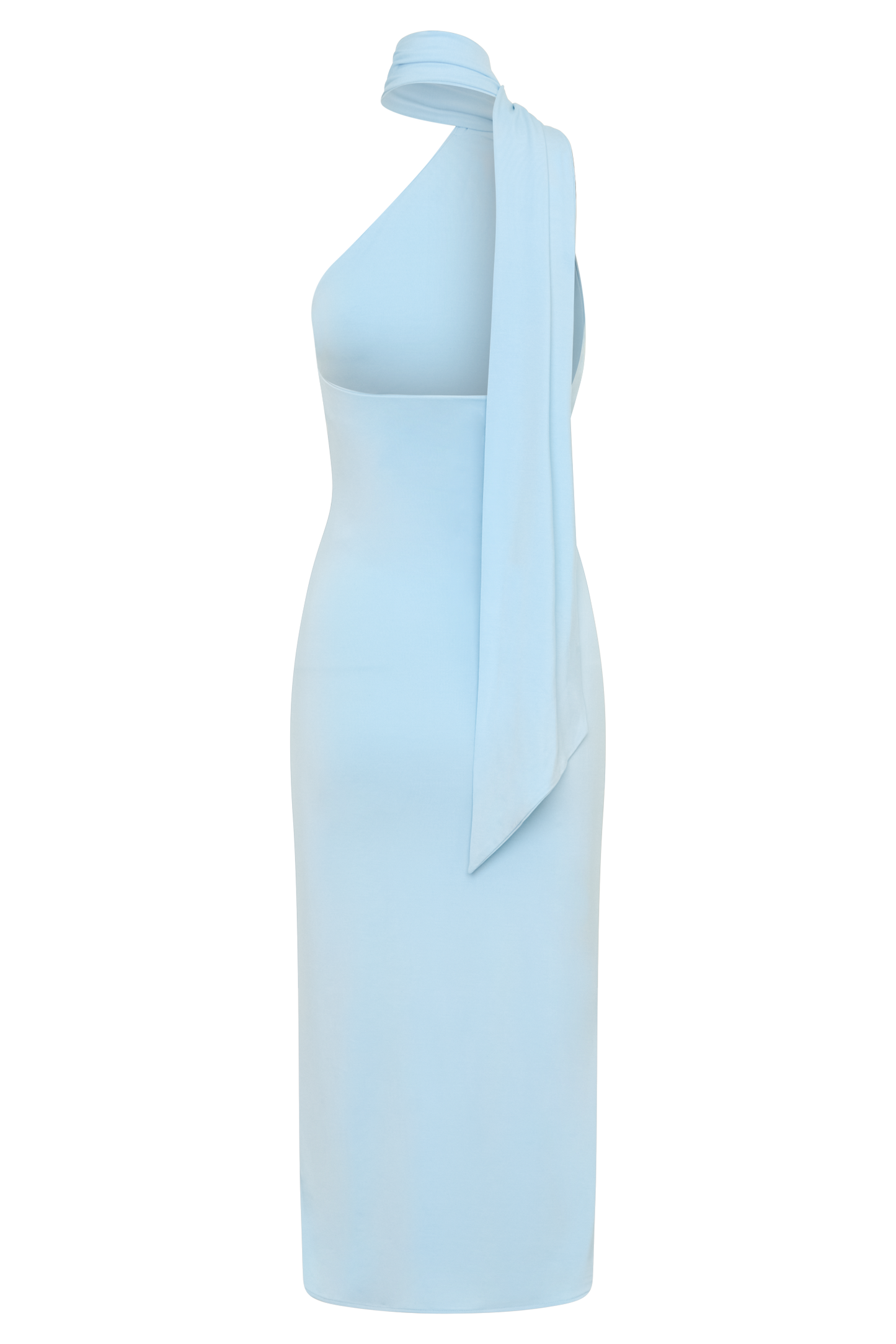 Jemma Ein-Schulter-Bindung Midi-Kleid - Hellblau