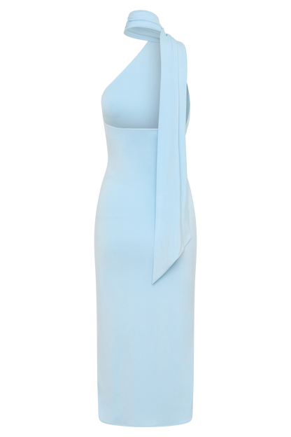 Jemma Ein-Schulter-Bindung Midi-Kleid - Hellblau