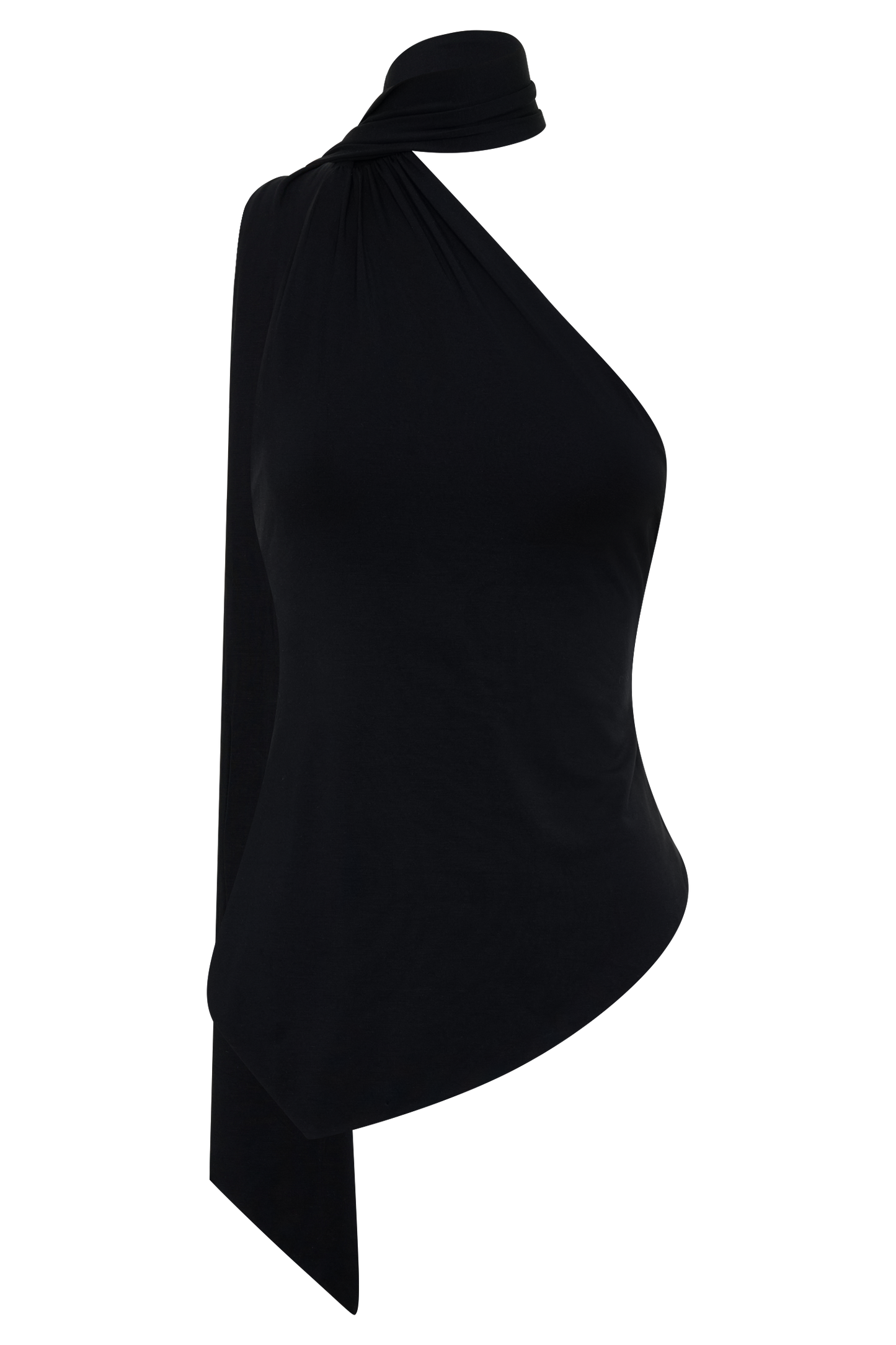 Jemma One Shoulder Tie Top - Schwarz