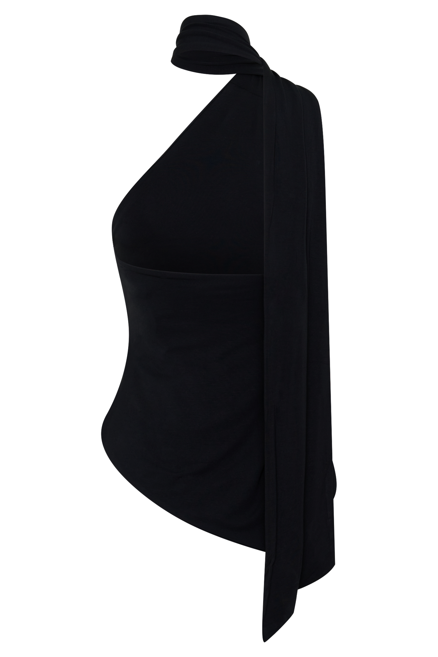 Jemma One Shoulder Tie Top - Schwarz