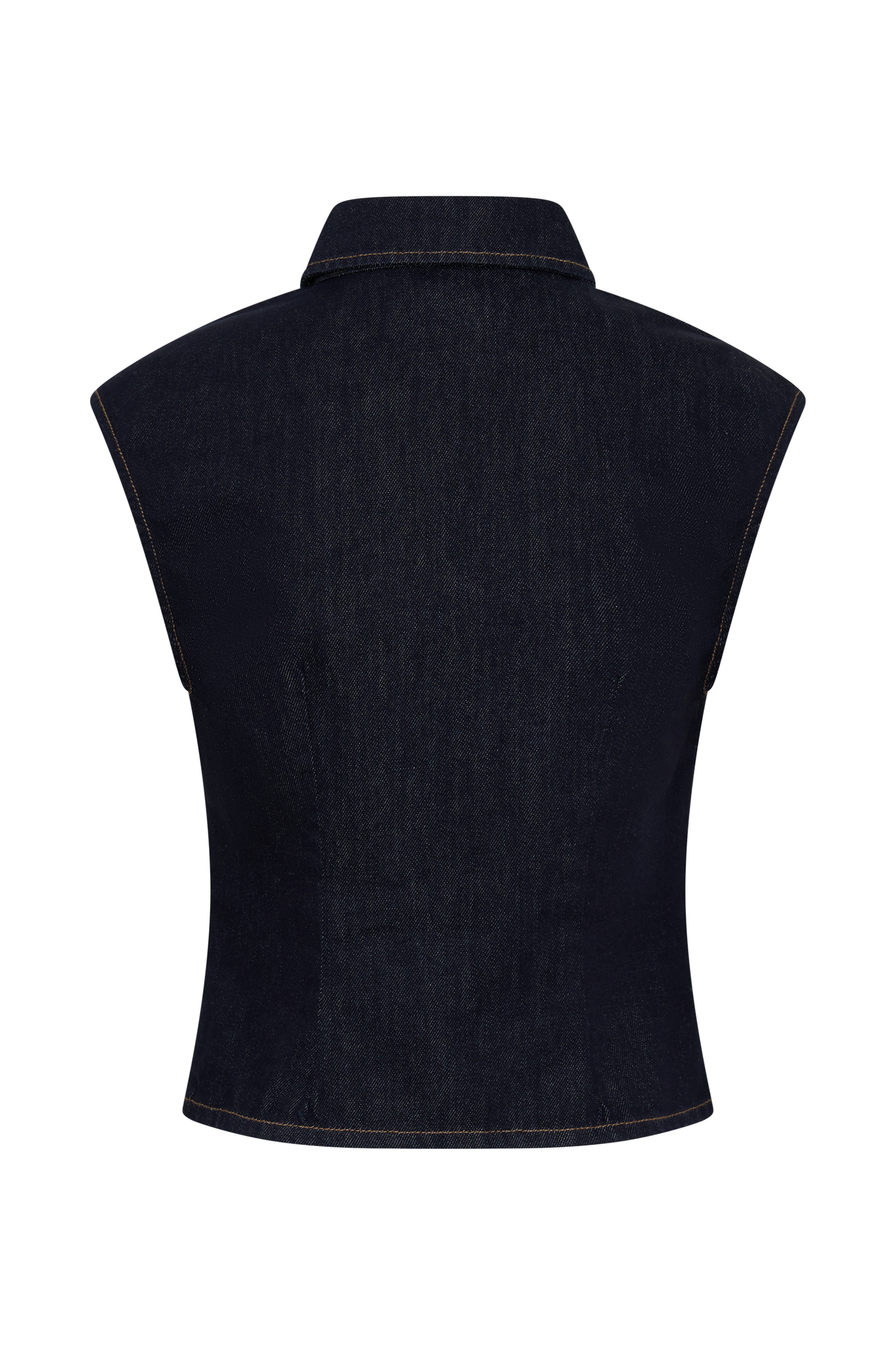 Jeremy Collared Denim Longline Top - Gewaschenes Indigo Blau