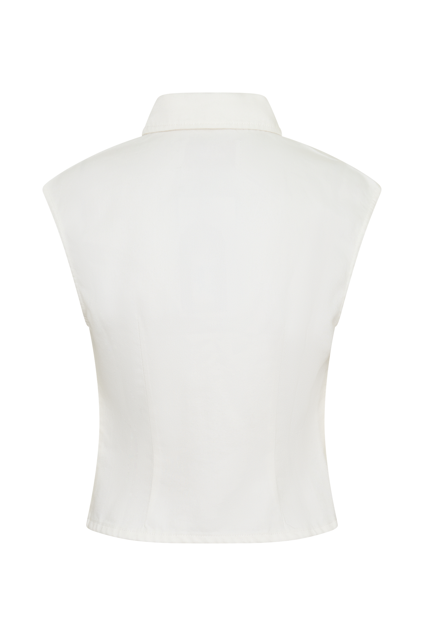 Jeremy Collared Denim Longline Top - Weiß