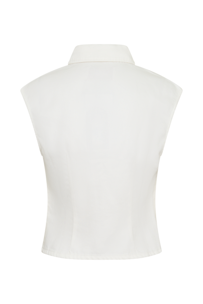 Jeremy Collared Denim Longline Top - Weiß