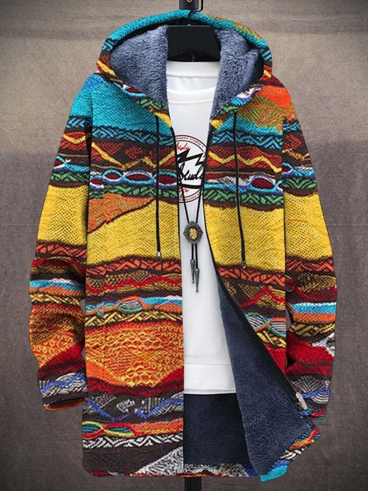 Jindalee™ - Luxuriöse kunstinspirierte Kapuzenjacke mit Reißverschluss